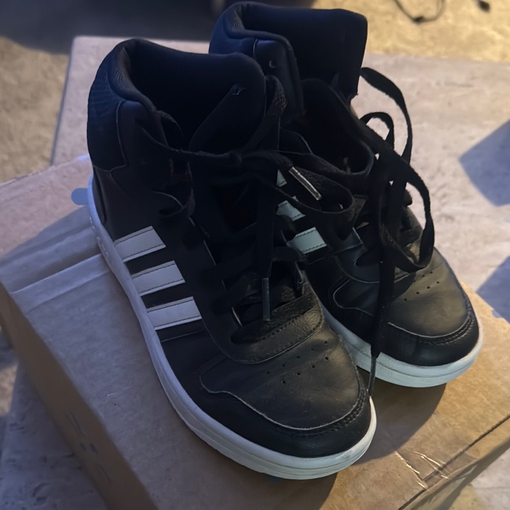 Adidas Black and White High-Top Sneakers